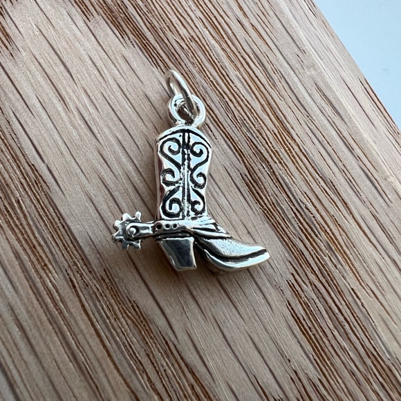 Cowboy Boot Vintage Sterling Silver Charm NOS Western Boot - Picture 2 of 8